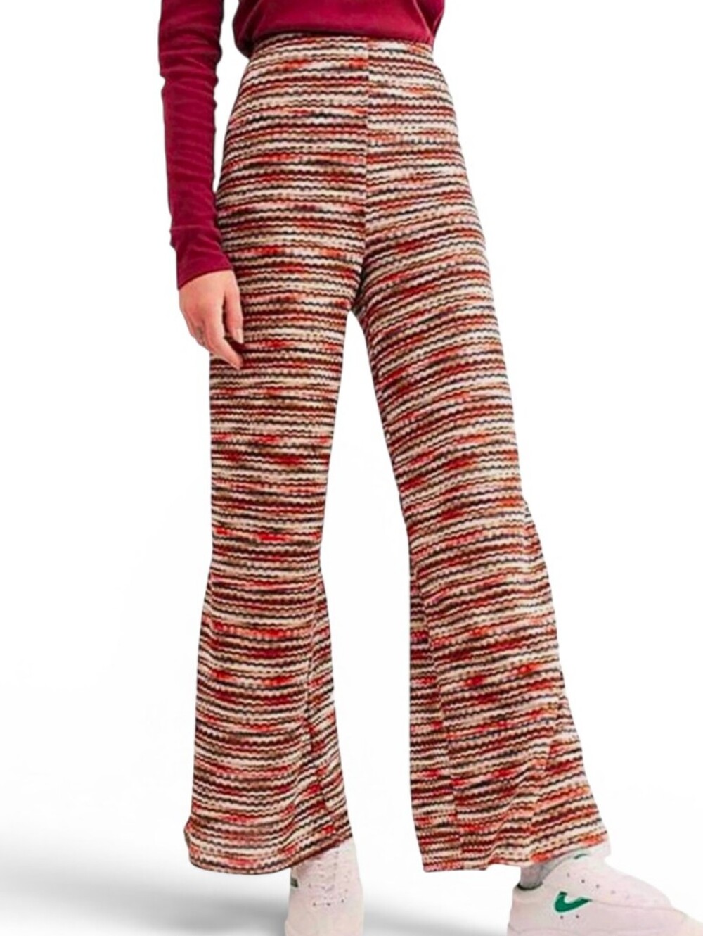 FREE PEOPLE Multi Color Knit Wide Leg Pull On Pants - Large - Picture 2 of 8